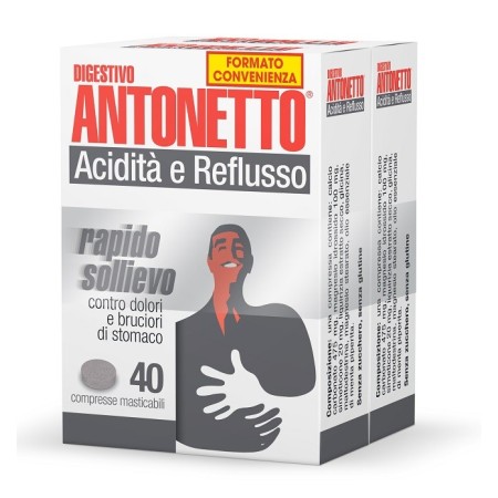 Digestivo Antonetto Acidità e Reflusso PROMO Bipacco 40 40 Compresse Masticabili