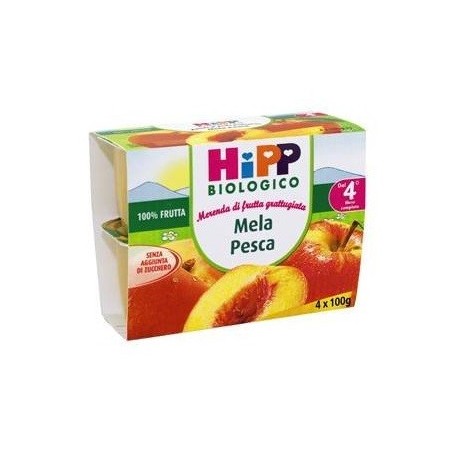 Hipp Biologico Merenda Di Frutta Mela e Pesca 4x100g