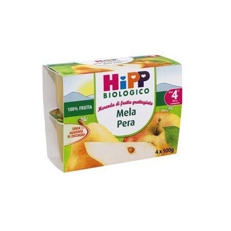 Hipp Biologico Merenda Di Frutta Mela e Pera Grattugiata 4x100g