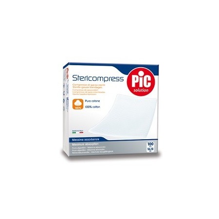 Pic Stericompress Compresse di Garza Sterili Cotone 10x10 cm 50 Pezzi