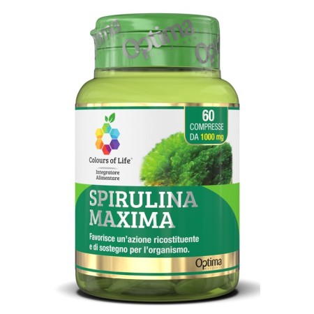 Optima Colours Of Life Spirulina Maxima Integratore Ricostituente 60 Compresse