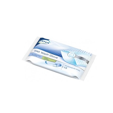 Tena Wet Wash Glove Guanti Per La Pulizia Quotidiana Del Corpo 8 Pezzi