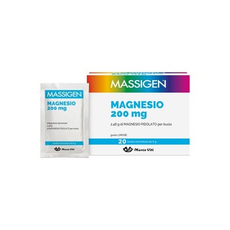 Massigen Magnesio Pidolato Integratore Sali Minerali Limone 20 Bustine