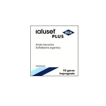 Ialuset Plus Garze Impregnate Sterili per Ferite Infette e Ustioni 10x10 cm 10 Pezzi
