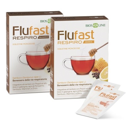 Bios Line Flufast Respiro Balsamico Integratore Benessere Vie Respiratorie 9 Bustine Monodose