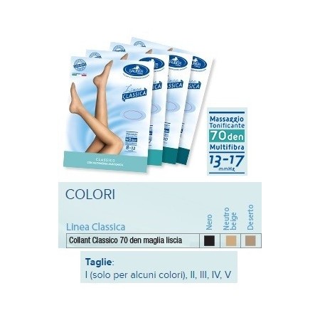 Sauber Linea Classica Collant in Maglia Liscia 70 Den Neutro Beige Taglia 2