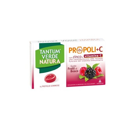 Tantum Verde Natura Frutti di Bosco Integratore Mal di Gola 15 Pastiglie