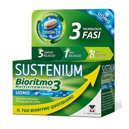 Sustenium Bioritmo 3 Multivitaminico Uomo Integratore Con Cenzima Q10 30 Compresse