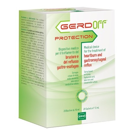 GerdOff Protection Sciroppo Contro Bruciore e Reflusso Gastro-Esofageo 20 Bustine