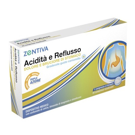 Zentiva Acidità e Reflusso Contro Bruciore e Dolore di Stomaco 20 Compresse Masticabili