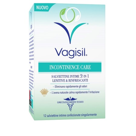 Vagisil Incontinence Care Salviettine Intime 2in1 Lenitive Rinfrescanti 12 Pezzi