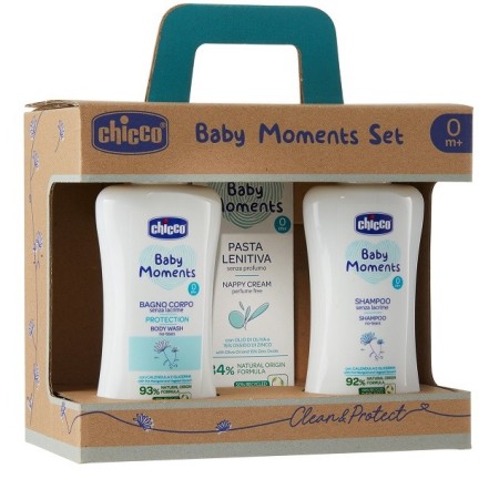Chicco Baby Moments Set Bagnoschiuma 200ml   Shampoo 200ml   Pasta Cambio 100ml