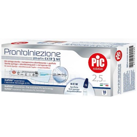 Pic Pronto Iniezione Ago 23G 2,5 ml 10 Pezzi